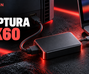 Capturadora externa 4K60 conectada por USB-C a un portátil, portada de Atedian