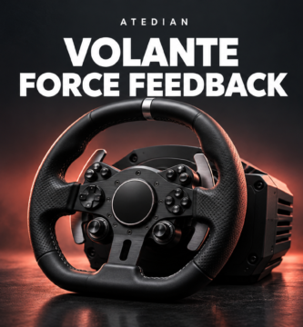 Volante de simracing con base de force feedback, portada Atedian
